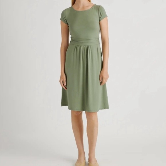 Quince SAGE Ruched Waist Tencel Jersey Midi Dress Casual WOMEN Small - Picture 1 of 10